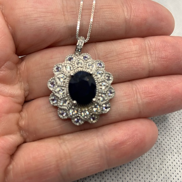 SAPPHIRE,MULTI GEMSTONE STERLING SILVER PENDANT - Picture 2 of 6